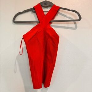 Wilfred orange cross neck ribbed top size XS